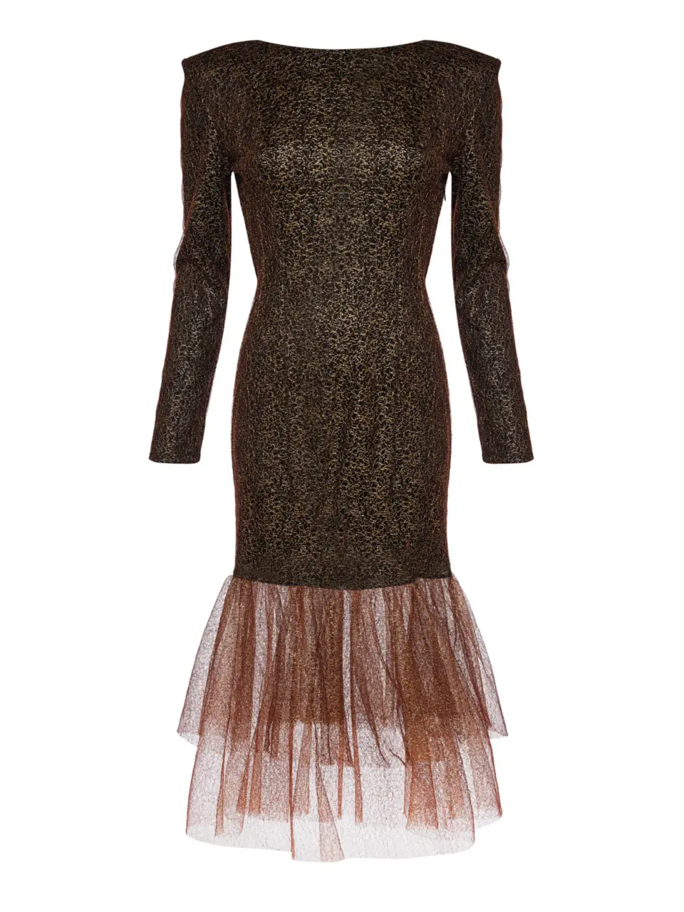 Midi dress in silk with french lace detailing