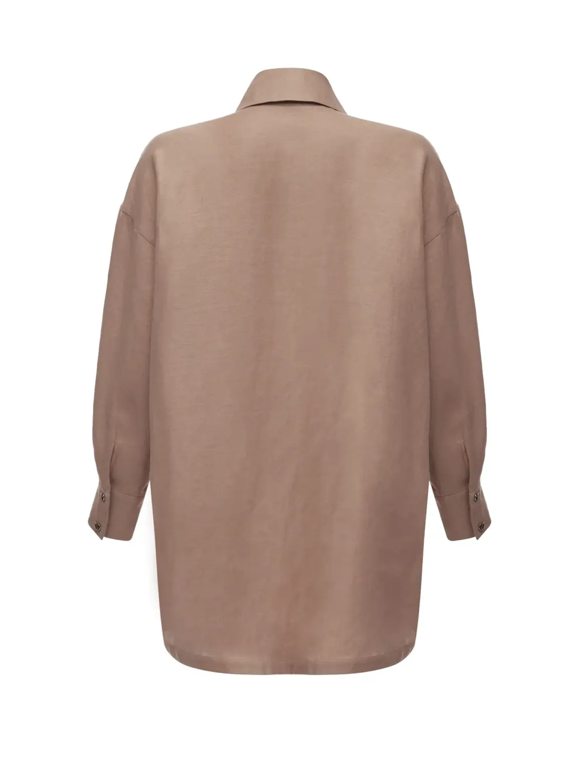 BV shirt with slits on sleeves in light italian linen bv shirt cacao back