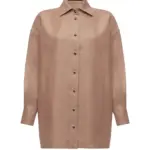 BV shirt with slits on sleeves in light italian linen bv shirt cacao front