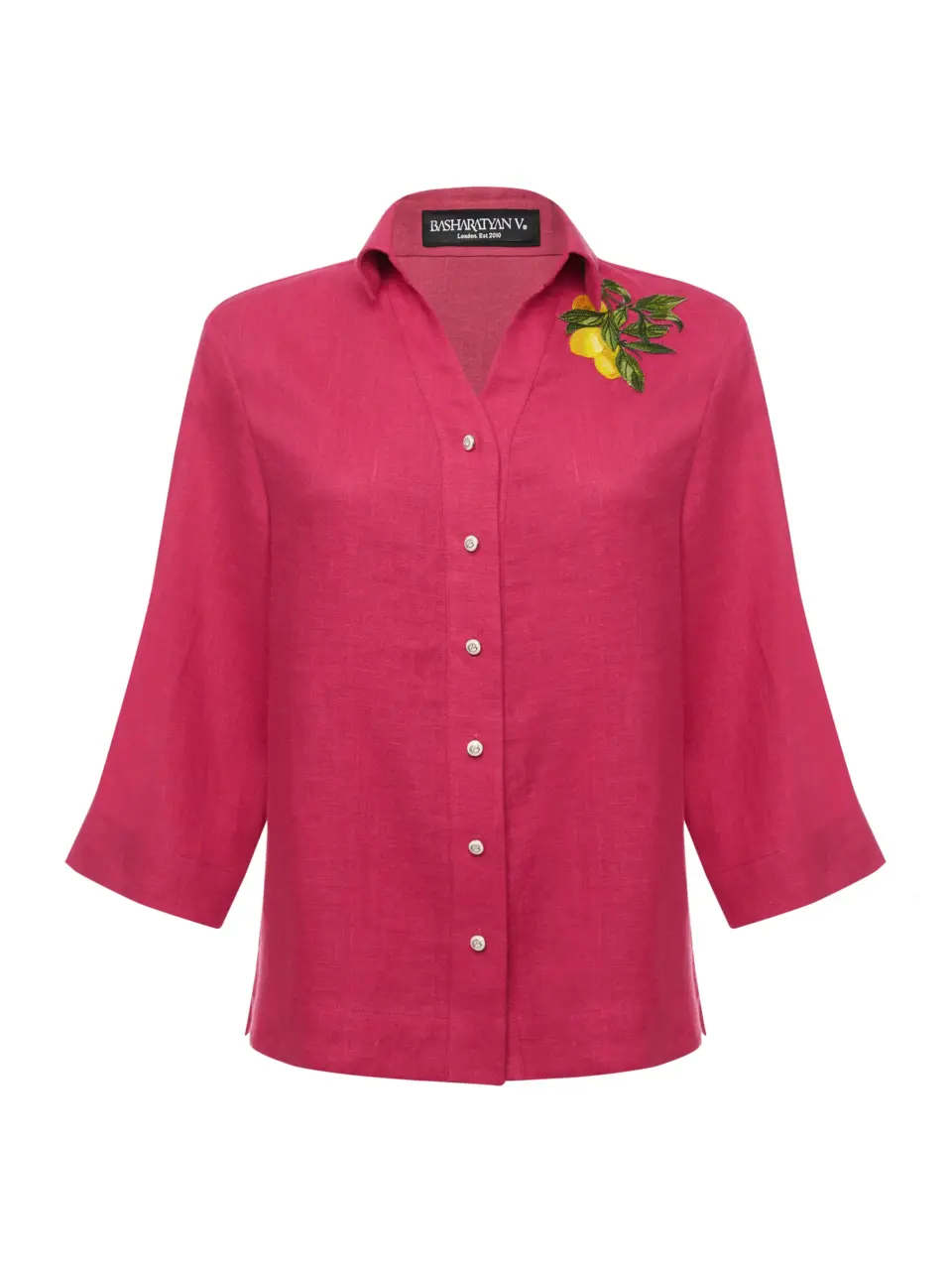 3/4 sleeve shirt with 'Sicilian lemon' embroidery - Small