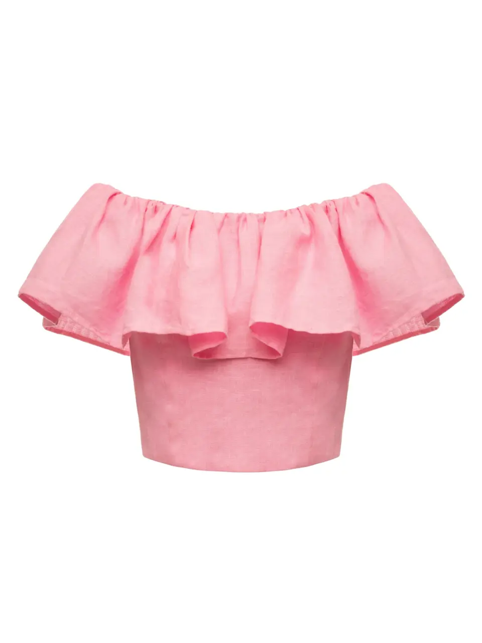 Cropped top with flounce in light italian linen