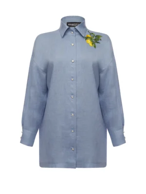 BV shirt with slits on the sleeves, with embroidery - Blue