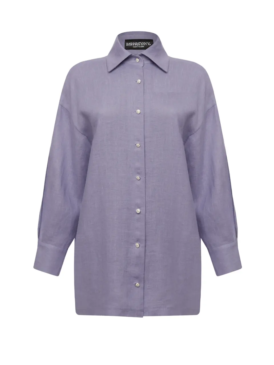 Lavender BV shirt with slits on sleeves in light italian linen - Lavender