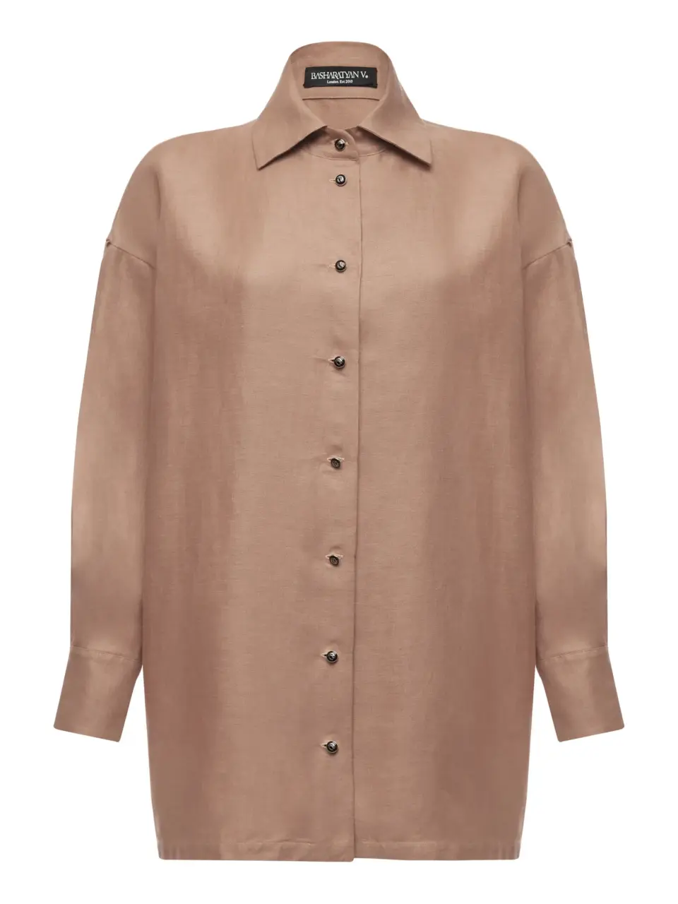 Cacao BV shirt with slits on sleeves in light italian linen - Cacao