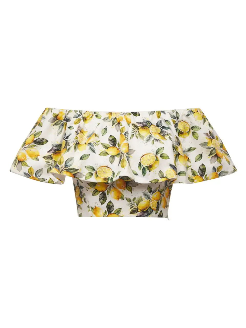Cotton jersey top with flounces in 'Sicilian lemon' print