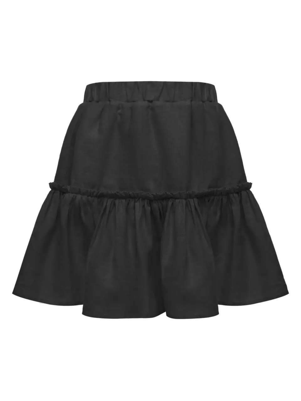 Mini flounce skirt in light italian linen - Black, Small