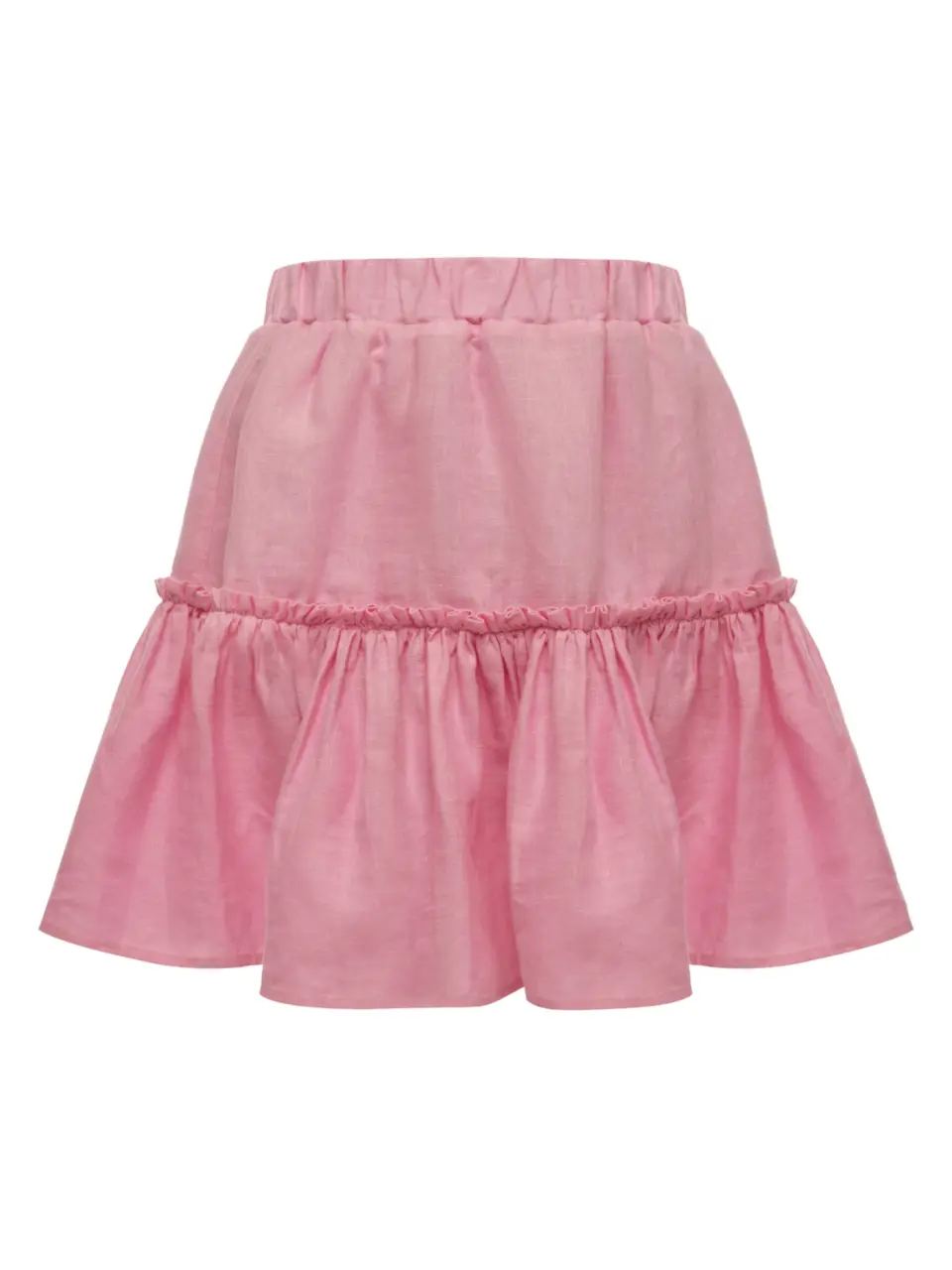 Mini flounce skirt in light italian linen - Pink, Small