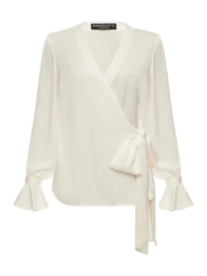 Silk and viscose blouse with bow - White, 44 (S)