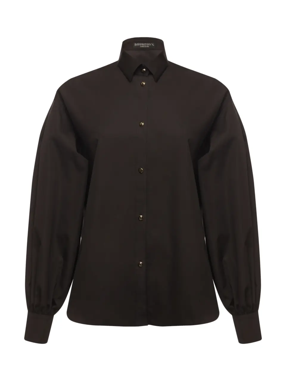 Shirt in italian crisp cotton with voluminous sleeves - Small, Black
