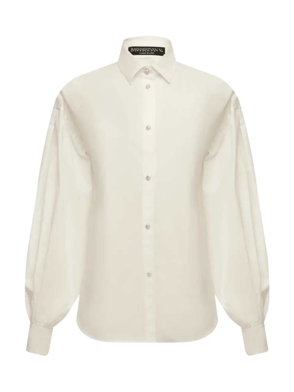 Shirt in italian crisp cotton with voluminous sleeves - Small, White
