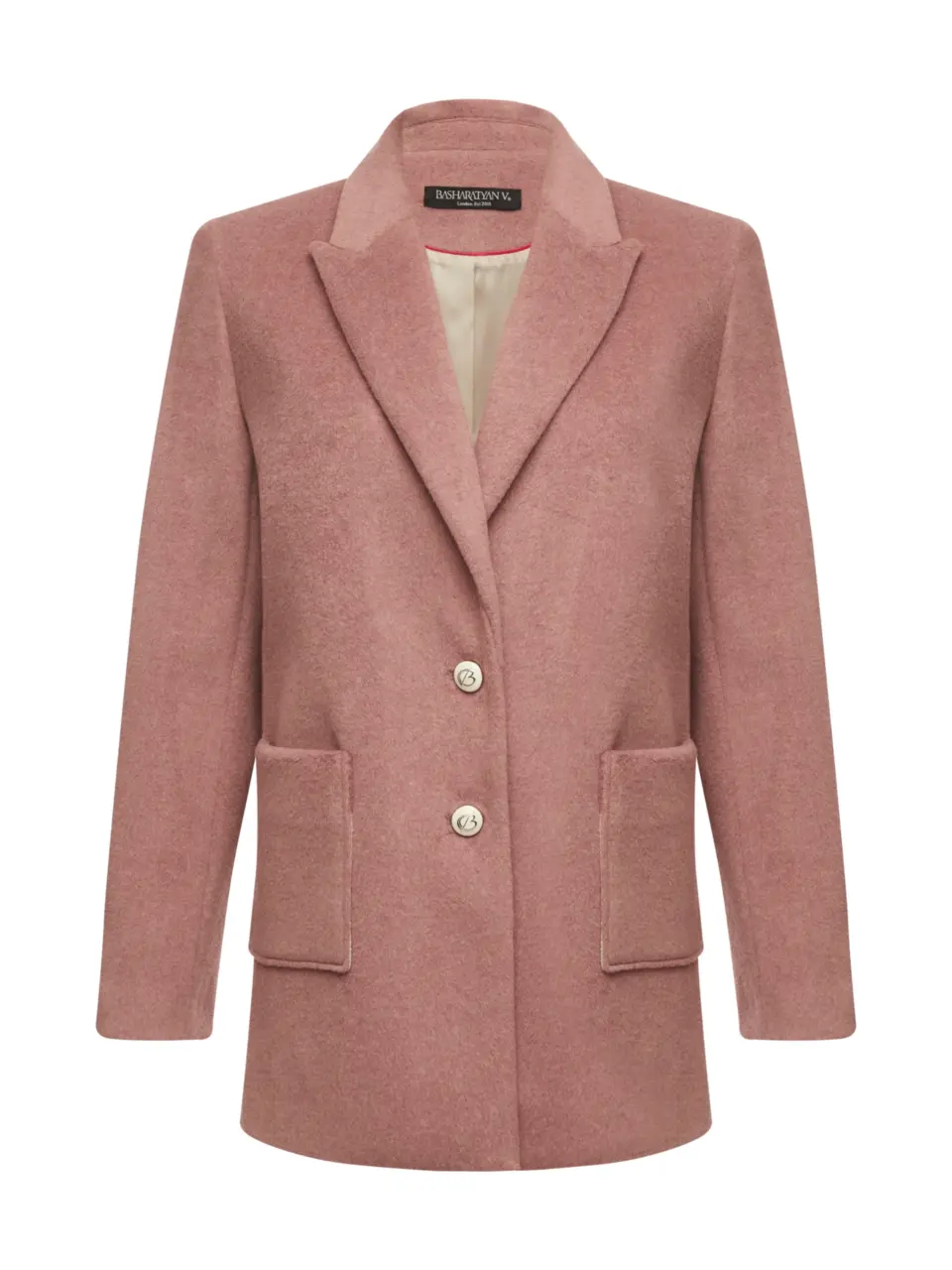 Woolen blend lined cropped coat