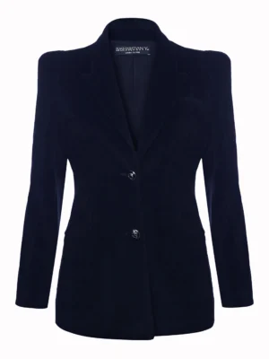 Fitted jacket made of soft corduroy with a silk lining - 44 (S), Darkblue