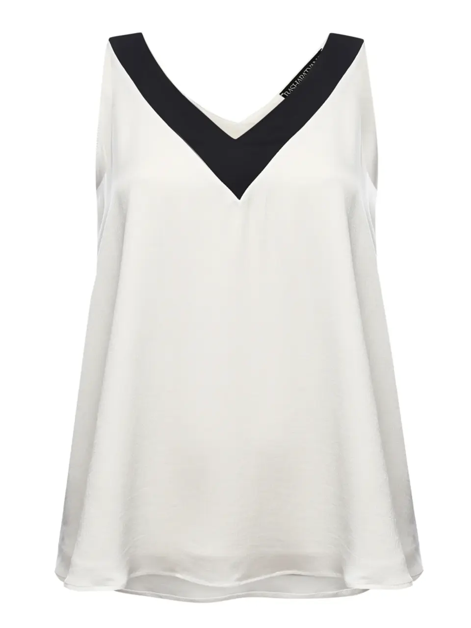 White V-neck top in silk viscose - White, Small