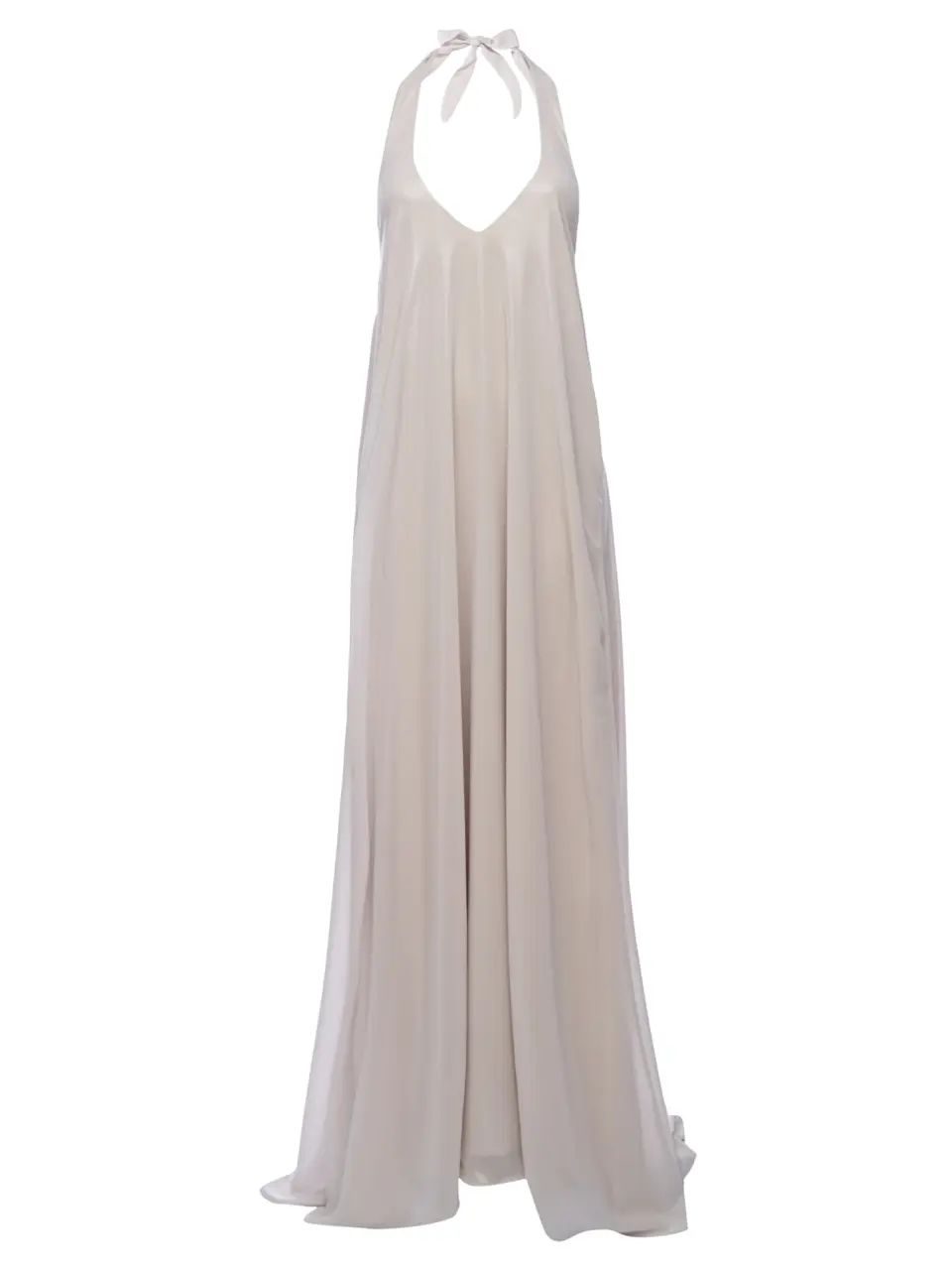 Maxi dress with open back in light silk