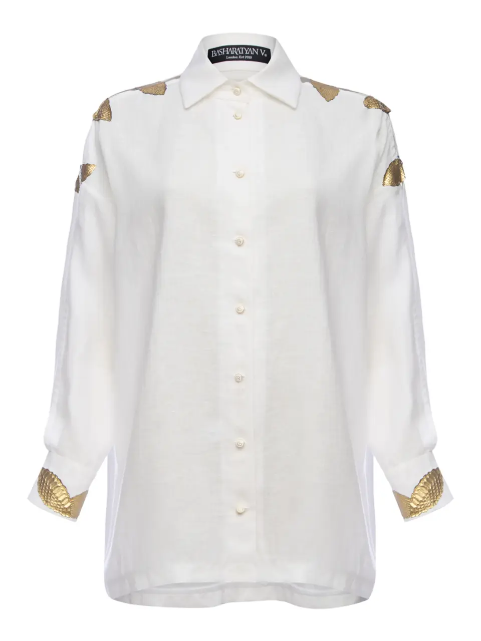 BV classic shirt with genuine python leather detailing