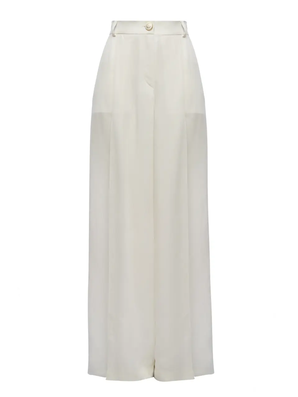White Semi-palazzo trousers in light italian viscose with tucks - White, Small