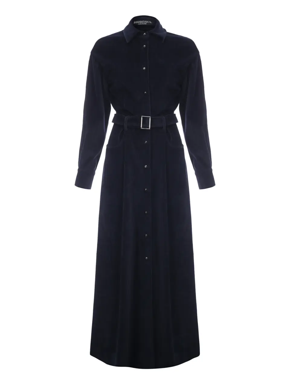 Velvet dress-coat with slits on sleeves