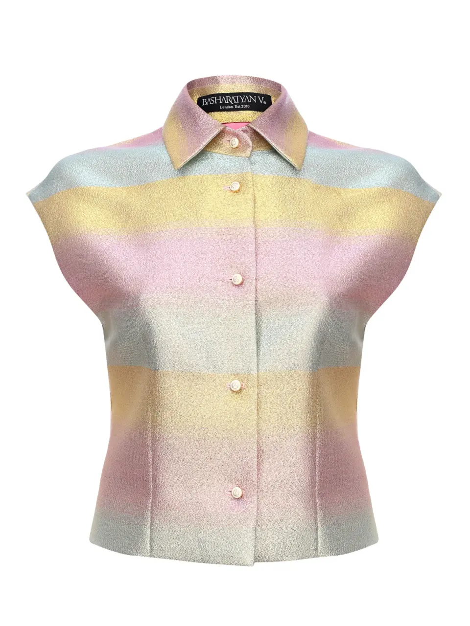 Cropped lined BV shirt in gold italian brocade