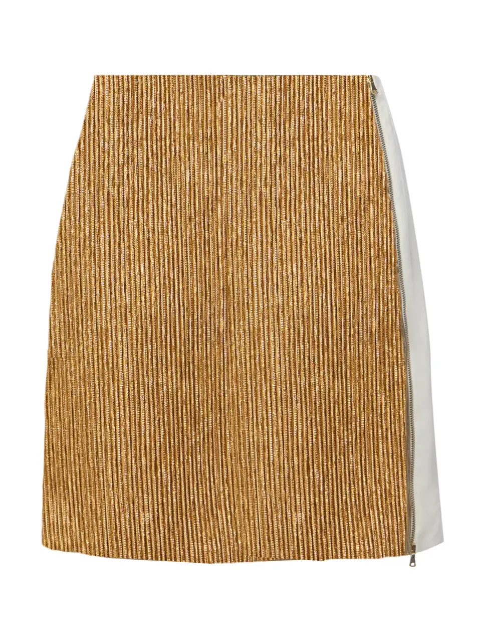 Mini skirt in gold pleated italian taffeta