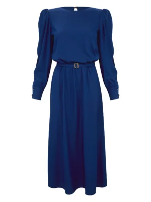 Midi dress with shoulder detailing and slits on sleeves