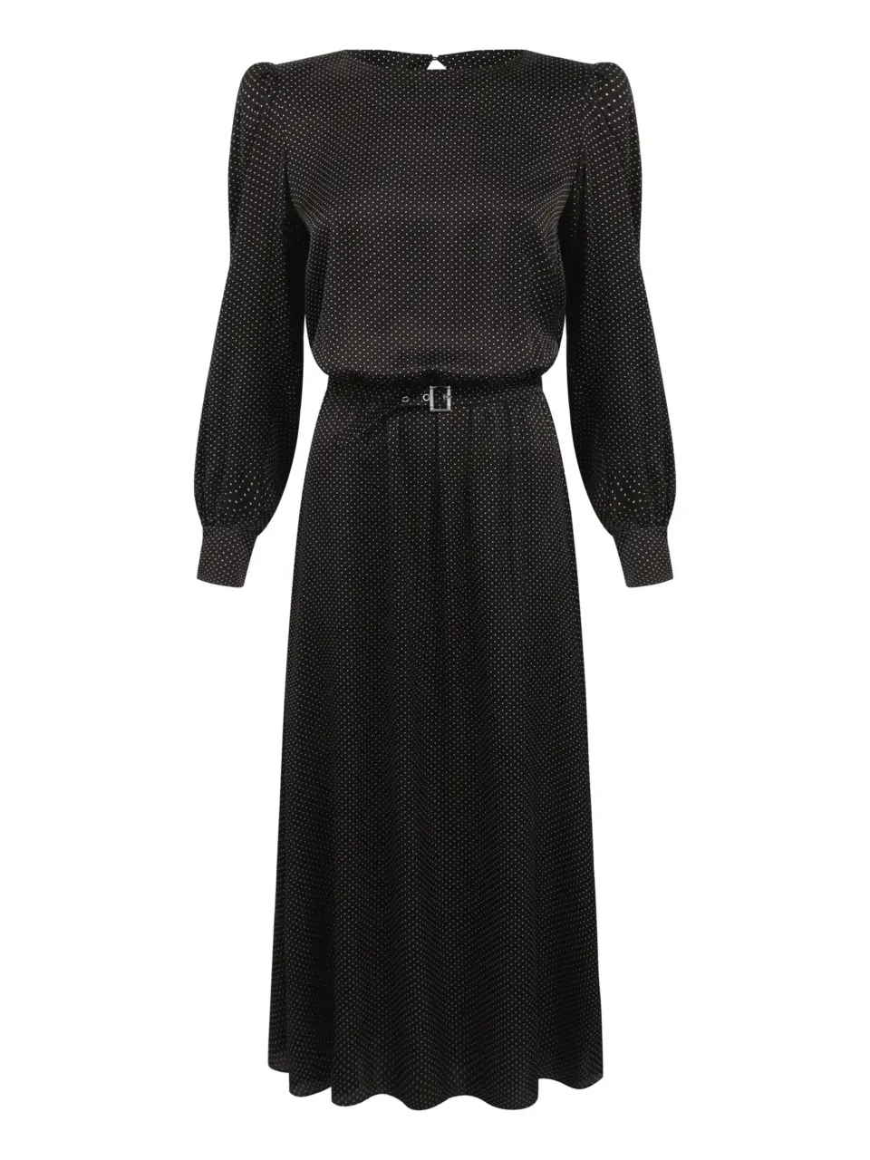 Midi dress with shoulder detailing and slits on sleeves in silk viscose