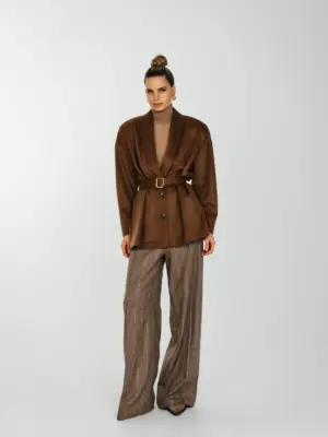 Рубашка BV с шалевым воротником - Коричневый