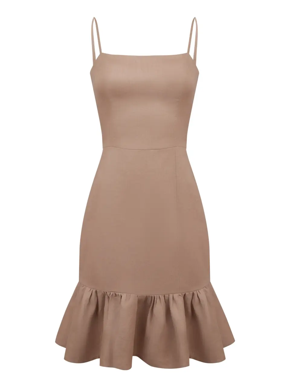 Mini dress in light italian linen with ruffles