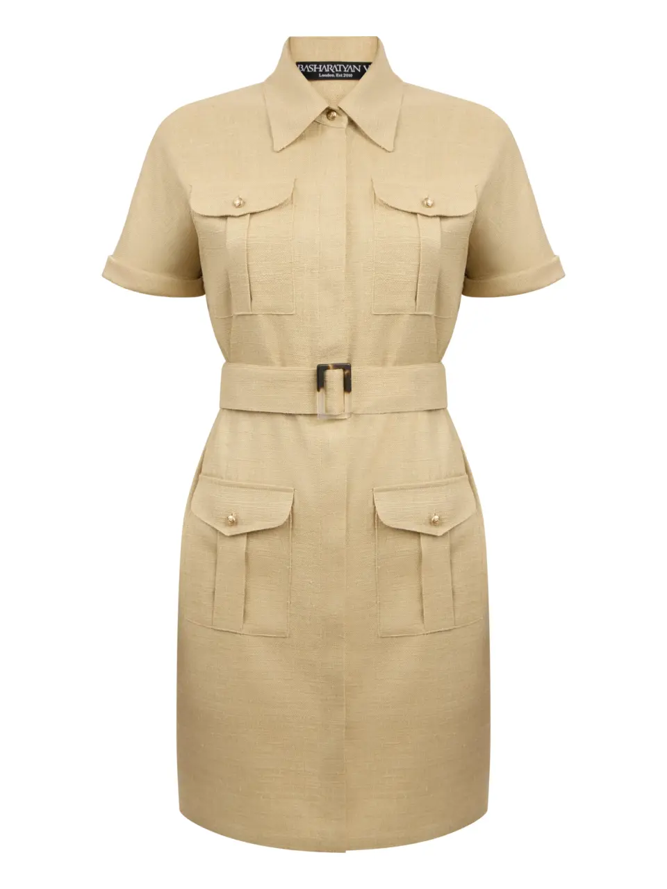 Safari style shirt dress in exquisite silk tasar
