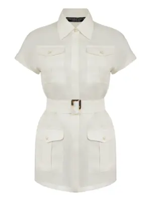 Удлинённая рубашка в стиле "Сафари" с карманами