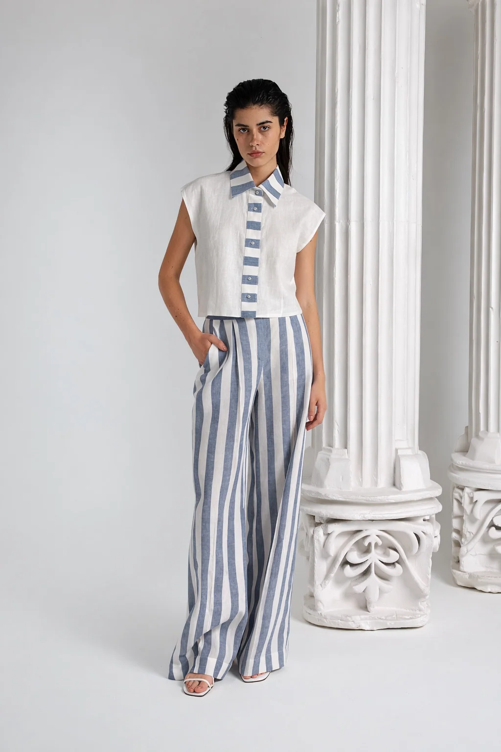 Cropped lined BV shirt