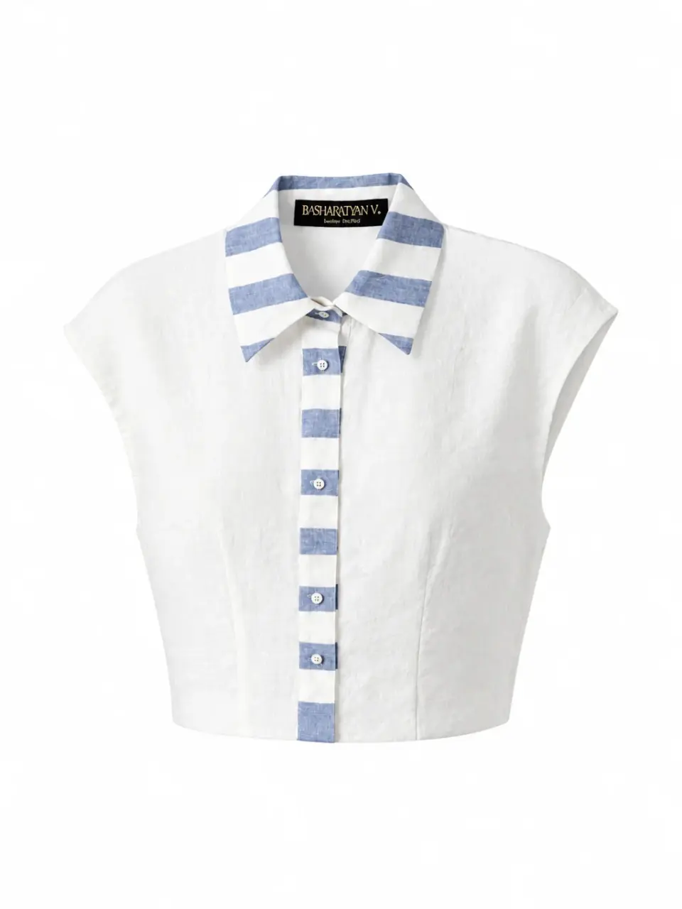Cropped lined BV shirt in italian linen
