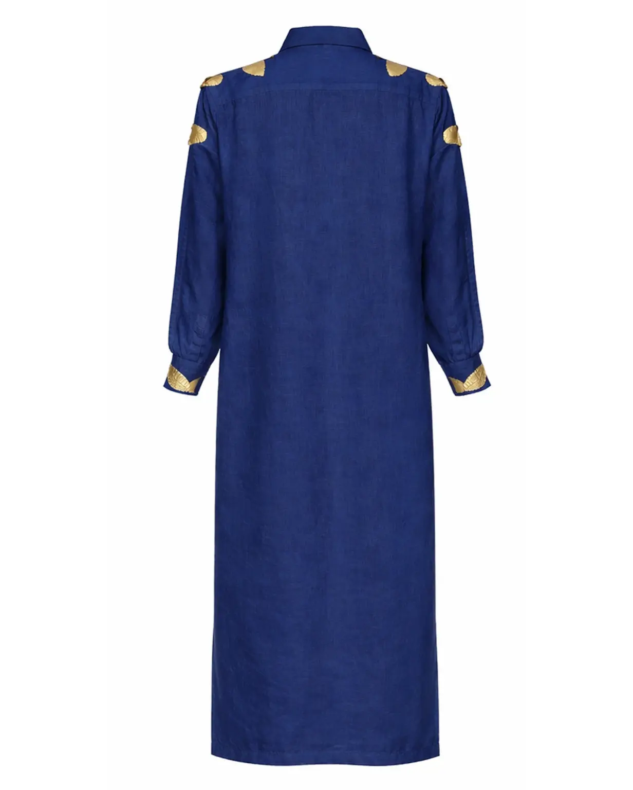 Classic BV maxi shirt with genuine python leather detailing Basharatyan V SS 26 BV maxi navy back