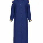 Classic BV maxi shirt with genuine python leather detailing Basharatyan V SS 26 BV maxi navy front