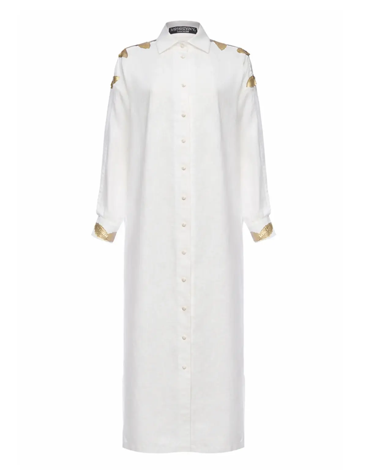 Classic BV maxi shirt with genuine python leather detailing Basharatyan V SS 26 BV maxi white front