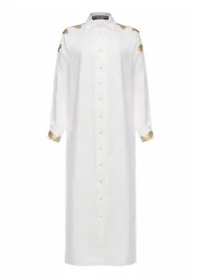 Classic BV maxi shirt with genuine python leather detailing - White