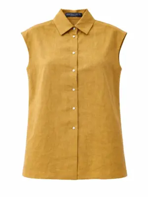 Classic sleevless BV shirt in premium italian linen