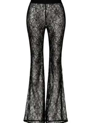 Silk french lace flared trousers
