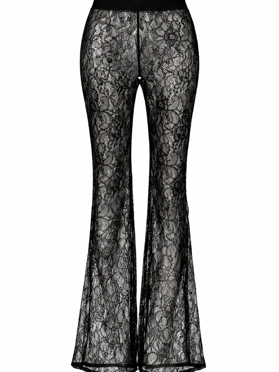 Flared trousers in delicate French lace