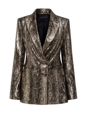 Double-breasted BV jacket in gold sequence