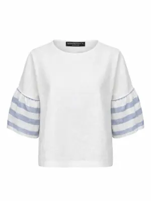 Blouse with puffed 3/4 sleeves - White